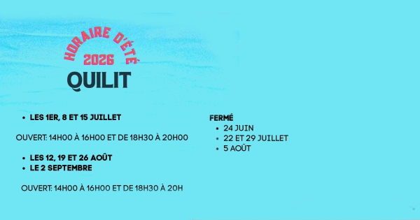 Bibliothèque Quilit - Horaire d'été