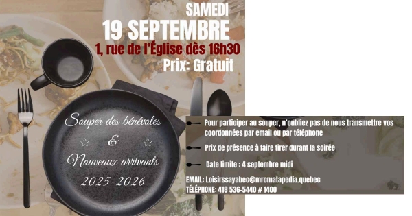 Souper bénévoles et nouveaux arrivants